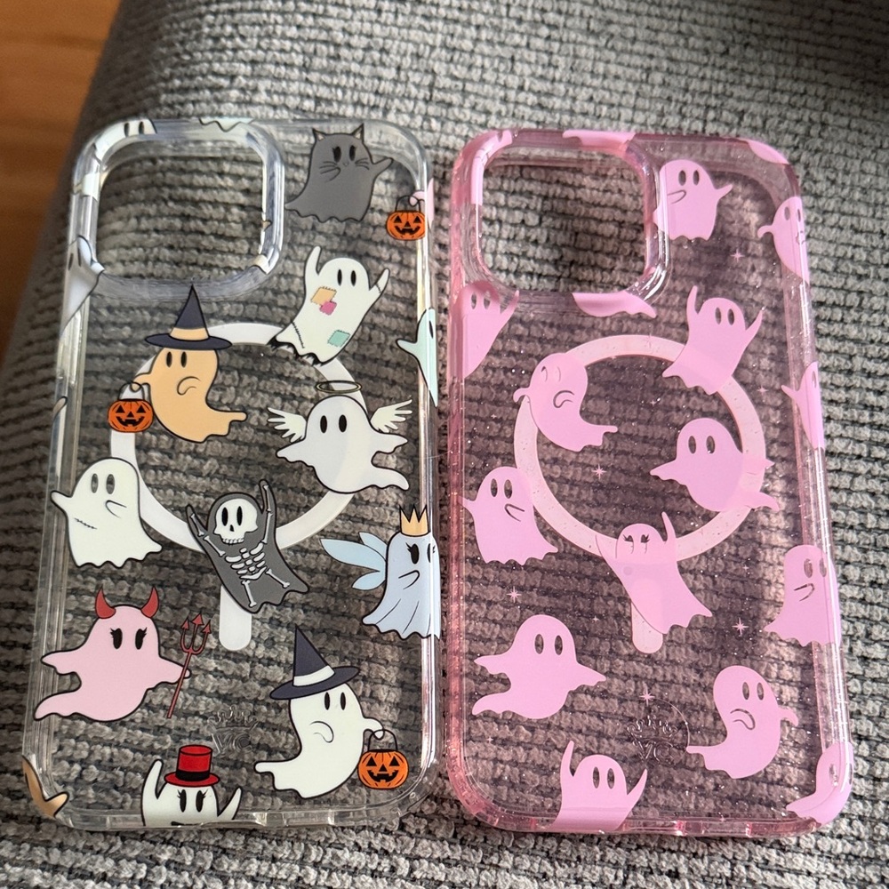 Velvet Caviar Ghost-Themed Clear and Pink Phone Cases